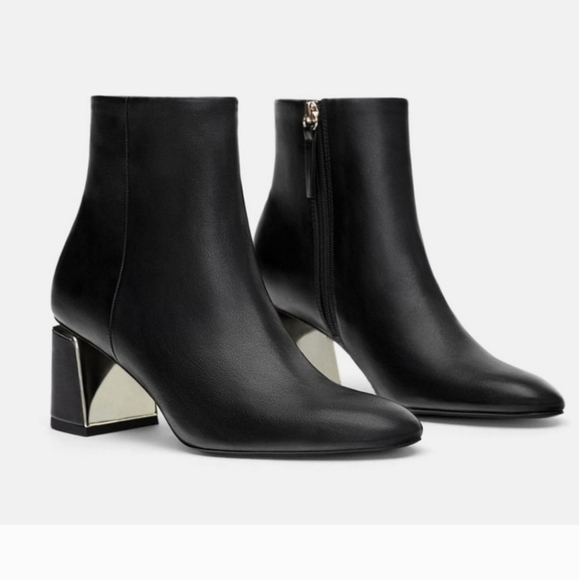 Zara Shoes - Zara Black Ankle Heel Boots Sz 40 Fit Like 8.5